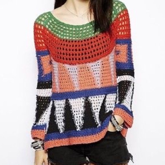 Free People Sweaters - Free People Modern Colorblock Crochet Sweater
